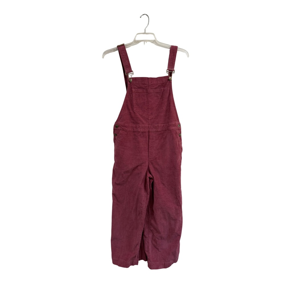 Toad&Co Karina Corduroy Wide Leg Cropped Overalls Pink Hemp Cotton Medium